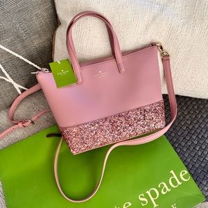 *NWT* Kate Spade New York Ina Greta Court Glitter Crossbody Bag - dusty peony